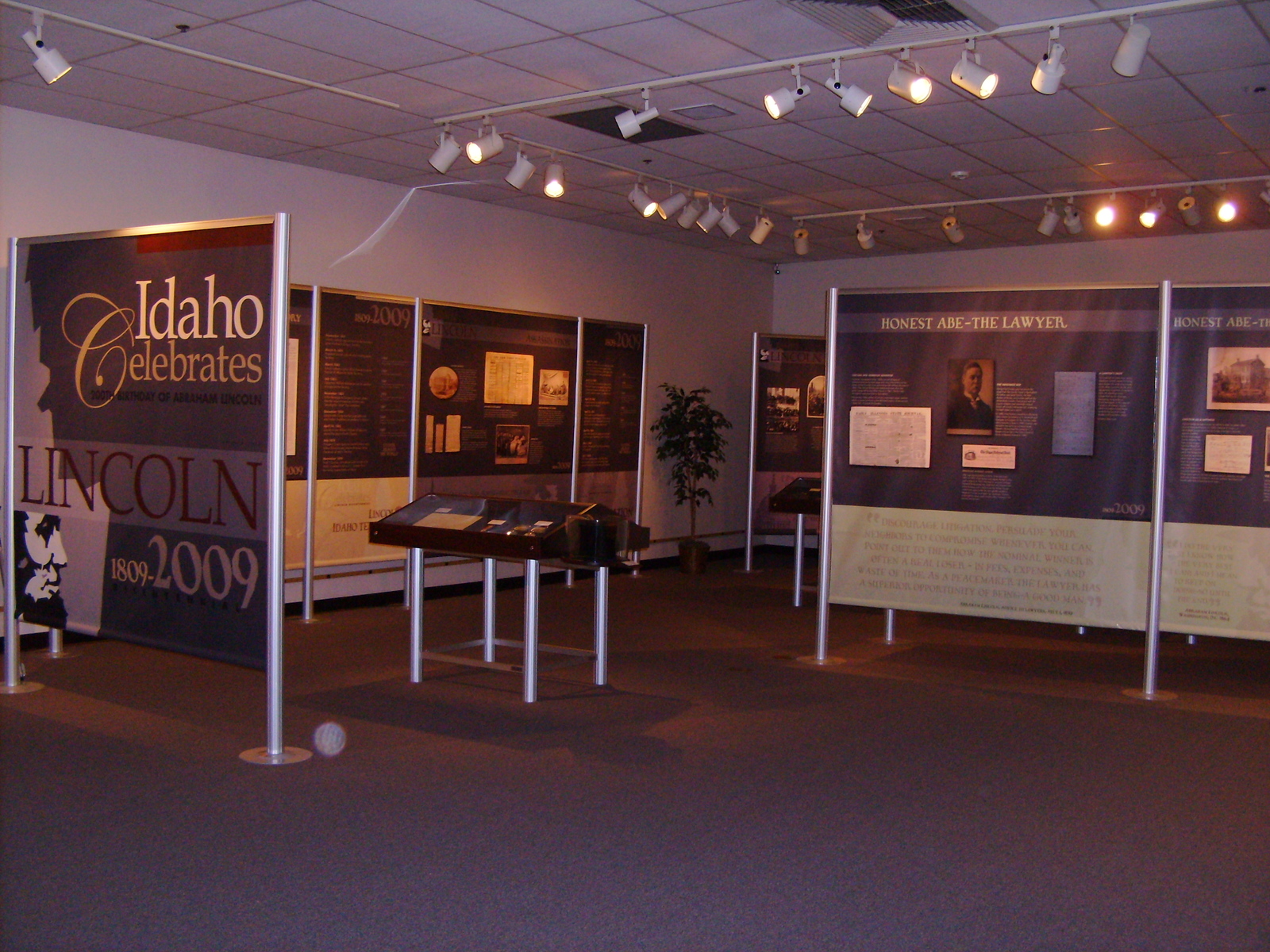 This display was made to be set up and taken down easy to be taken to schools and events all over Idaho. Features genuine artifacts in two modular display boxes. I constructed a good part of this as well as set it up and took it down at events.