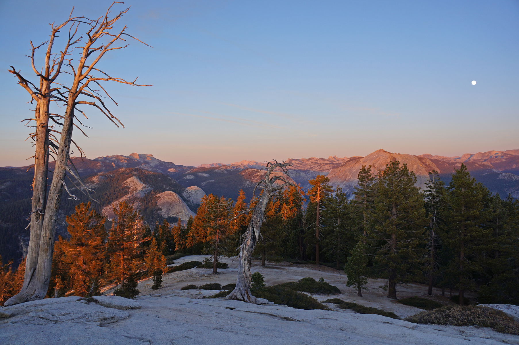 winter moonrise over Yosemite
