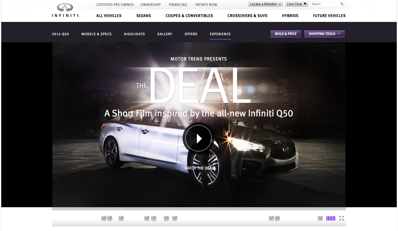 Infiniti homepage to promote 