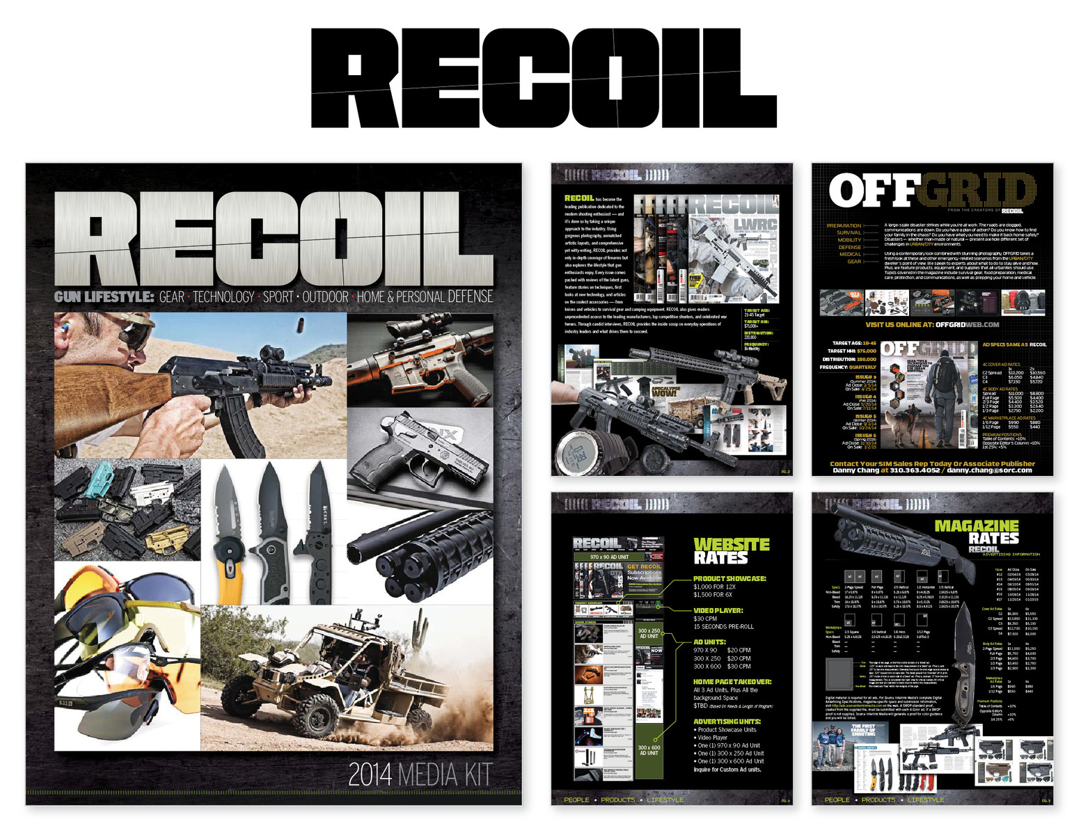 Designed media kit for RECOIL magazine. The top gun themed magazine on newsstands.